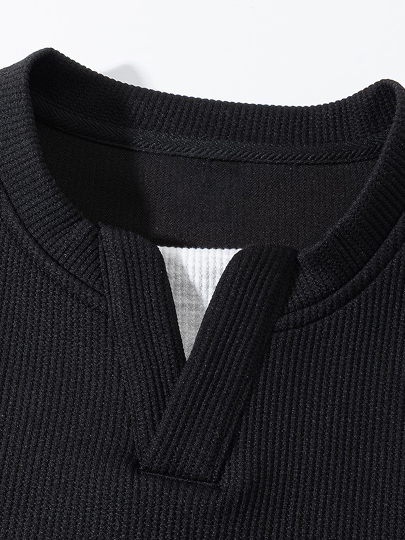 Relax Fit Waffle V Neck Sweatshirt