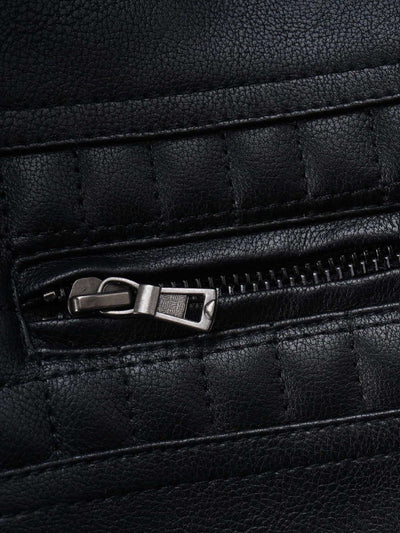 2 In 1 PU Leather Jacket With Detachable Hood