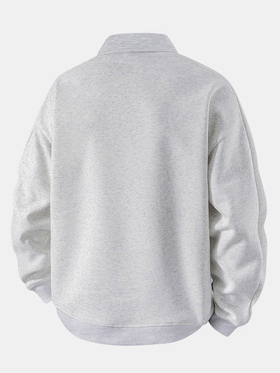 Relax Fit Polo Collar Sweatshirt