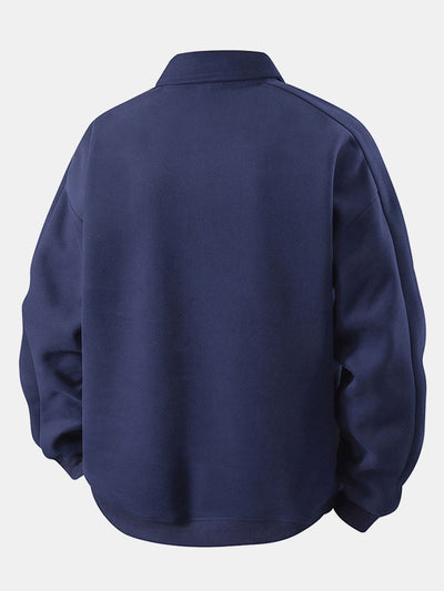 Relax Fit Polo Collar Sweatshirt