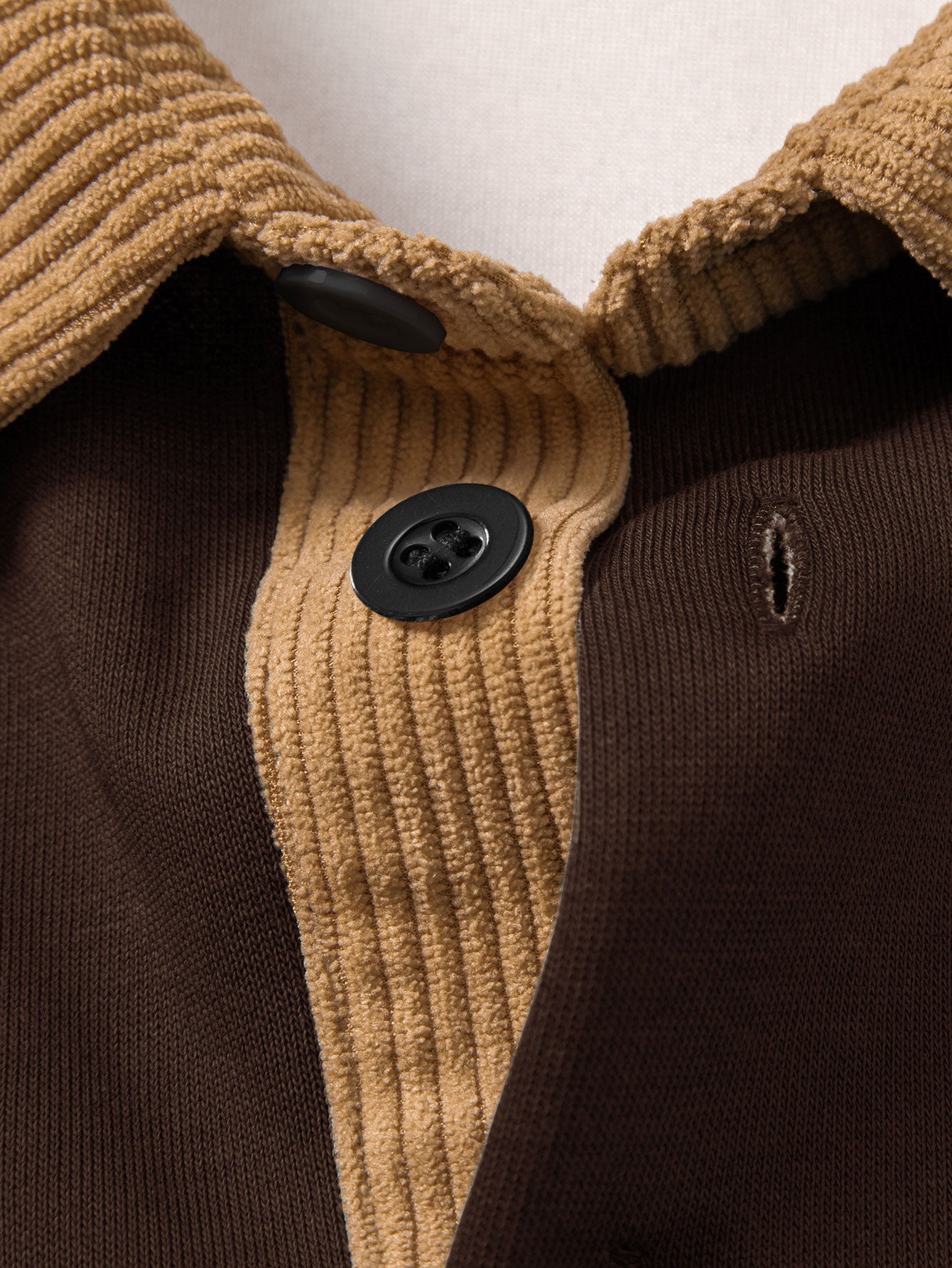 Relax Fit Contrast Corduroy Polo Collar Sweatshirt