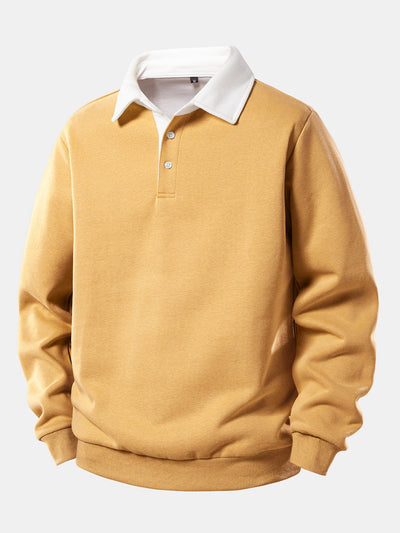 Contrast Polo Collar Sweatshirt