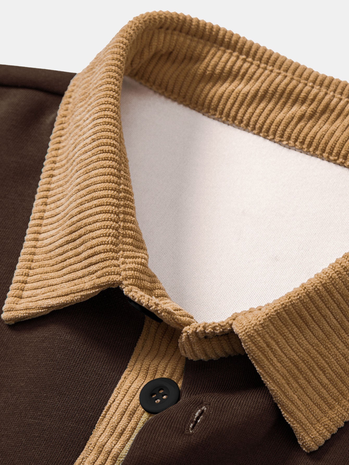 Relax Fit Contrast Corduroy Polo Collar Sweatshirt