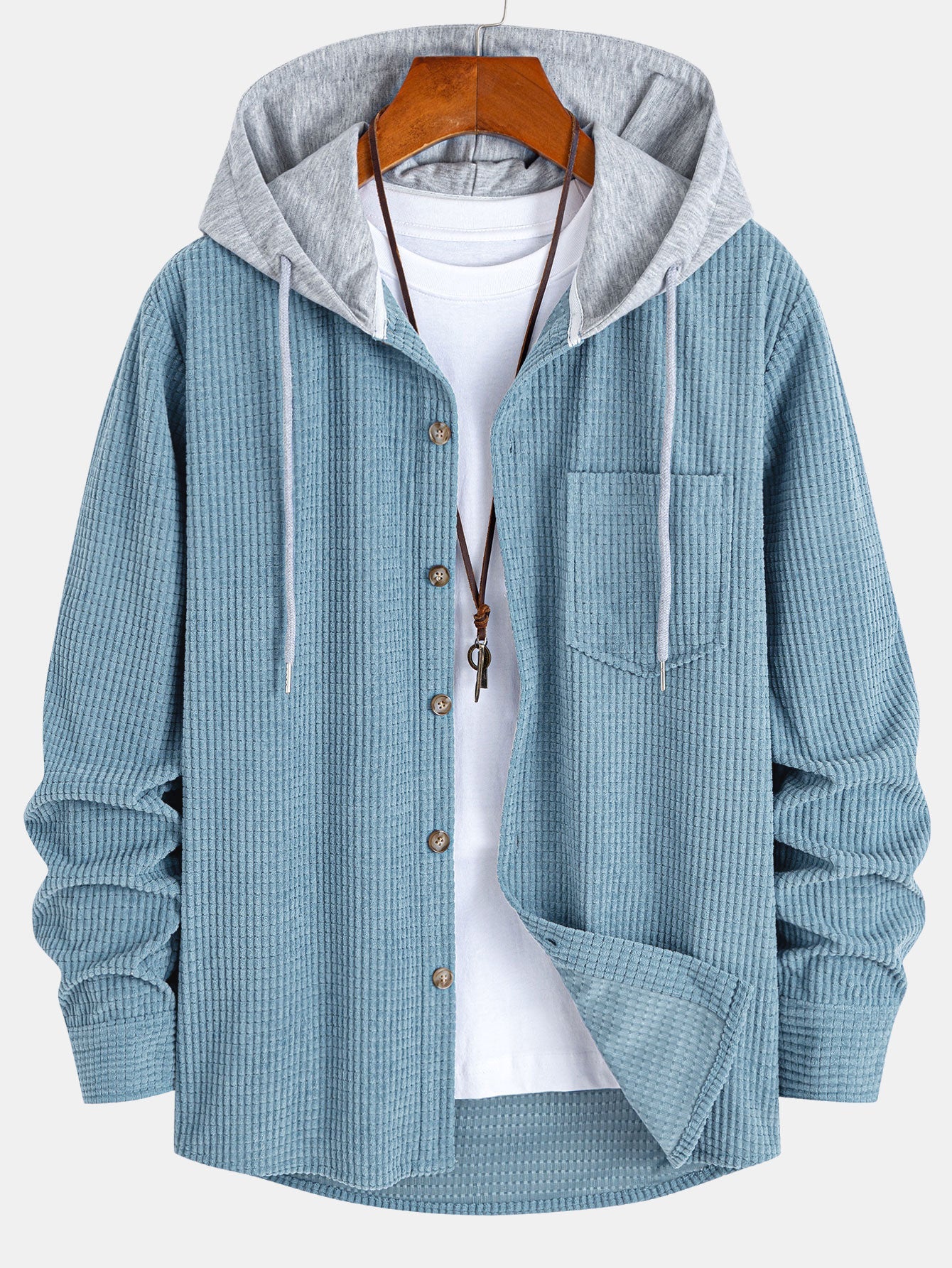Waffle Corduroy Hooded Shirt