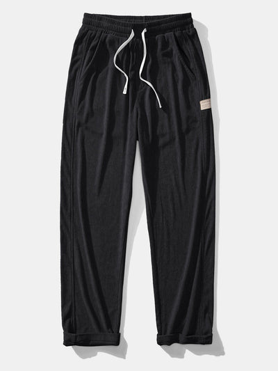 Relax Fit Contrast Corduroy Polo Collar Sweatshirt & Straight Leg Corduroy Pants