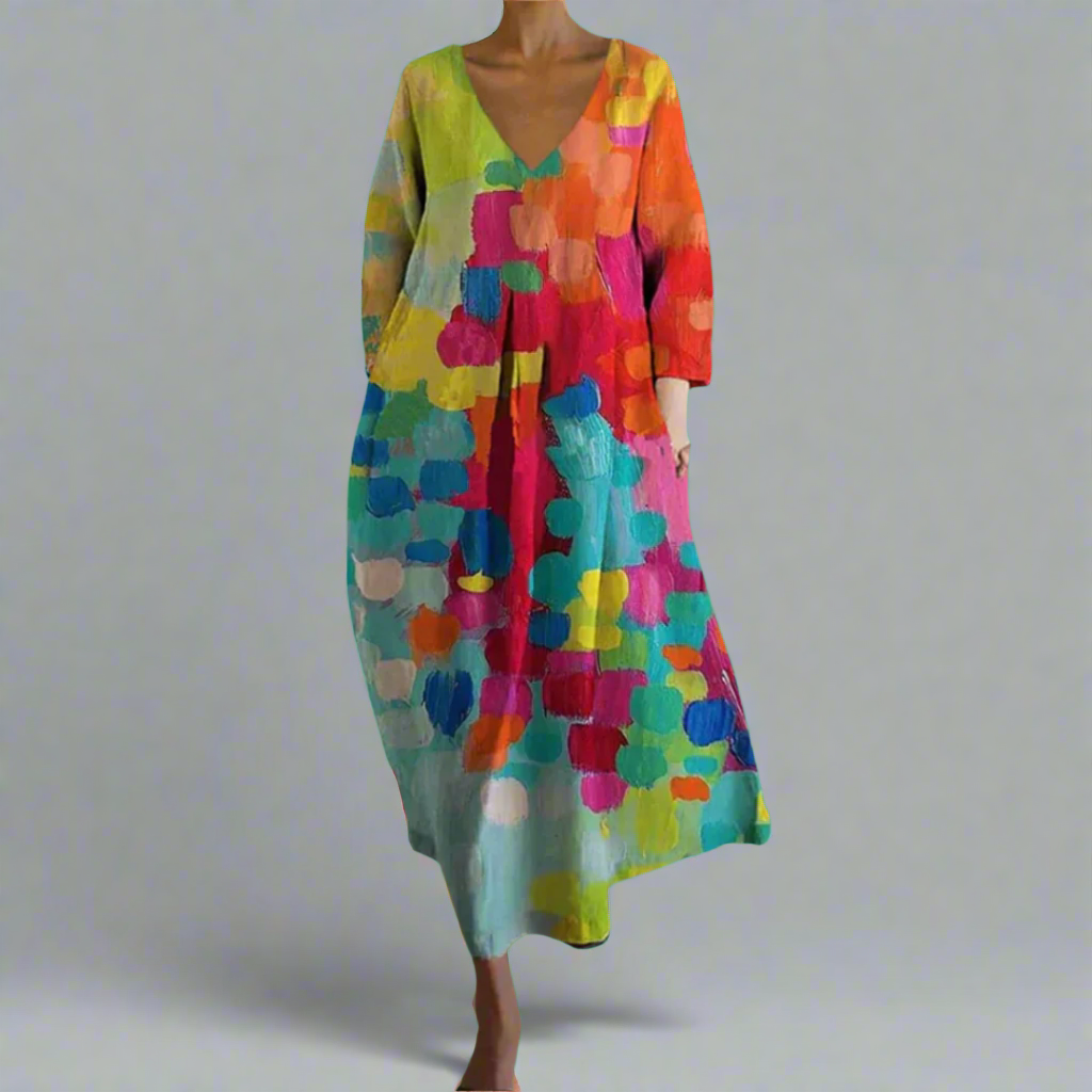 Francie | Colorful Dress with V-Neck