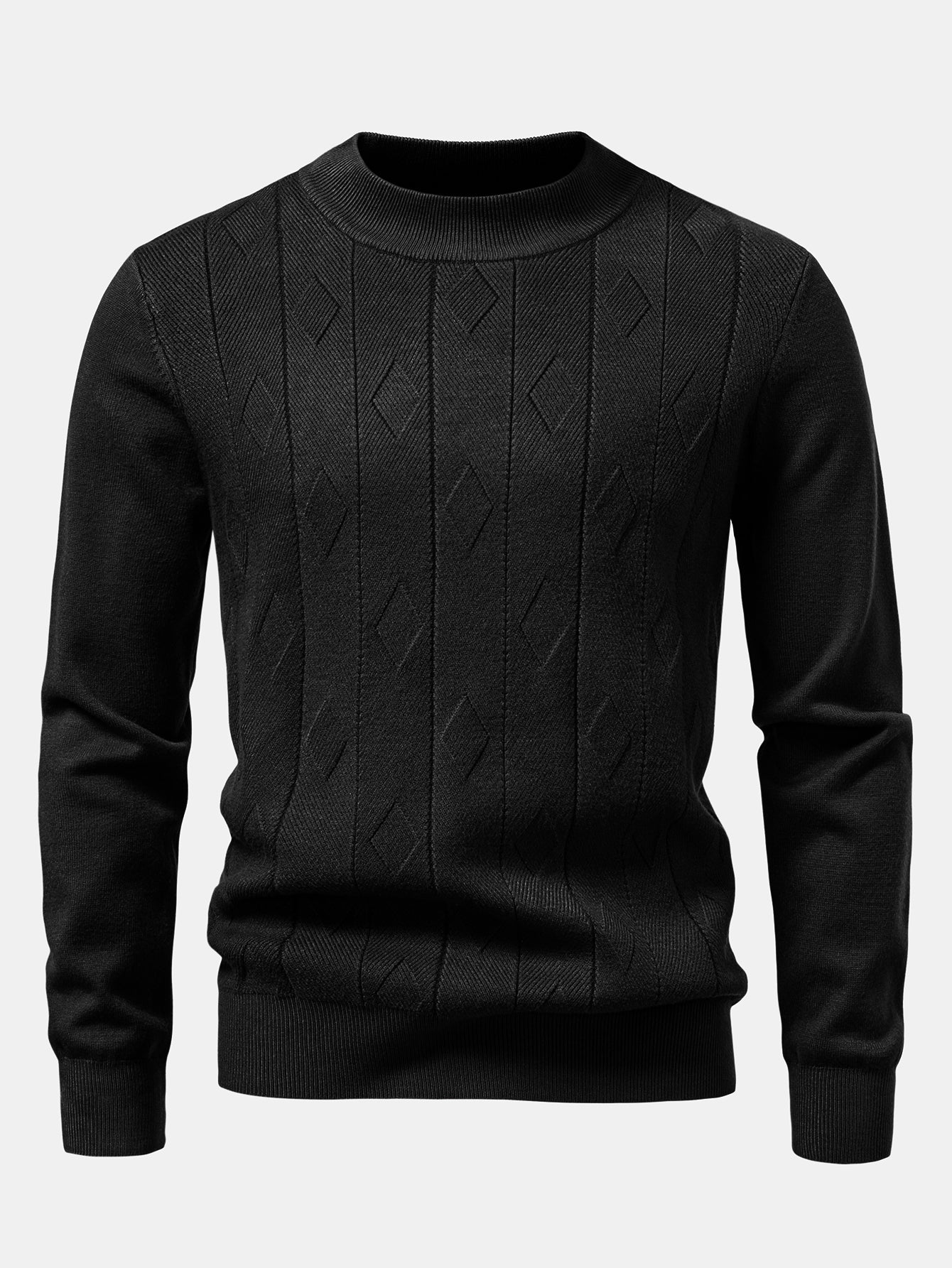 Geometric Jacquard Mock Neck Sweater