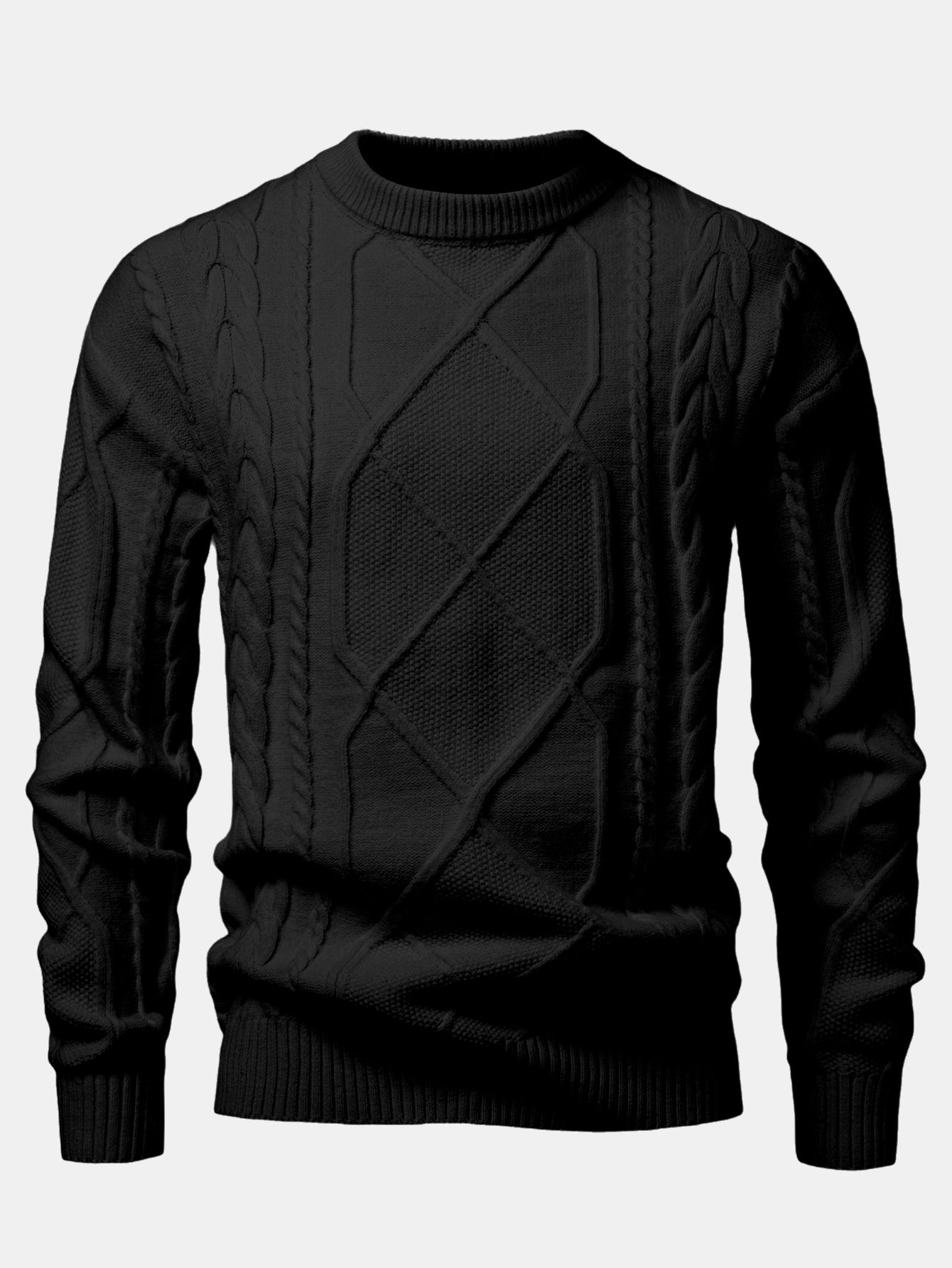 Heavyweight Twist Jacquard Crew Neck Sweater