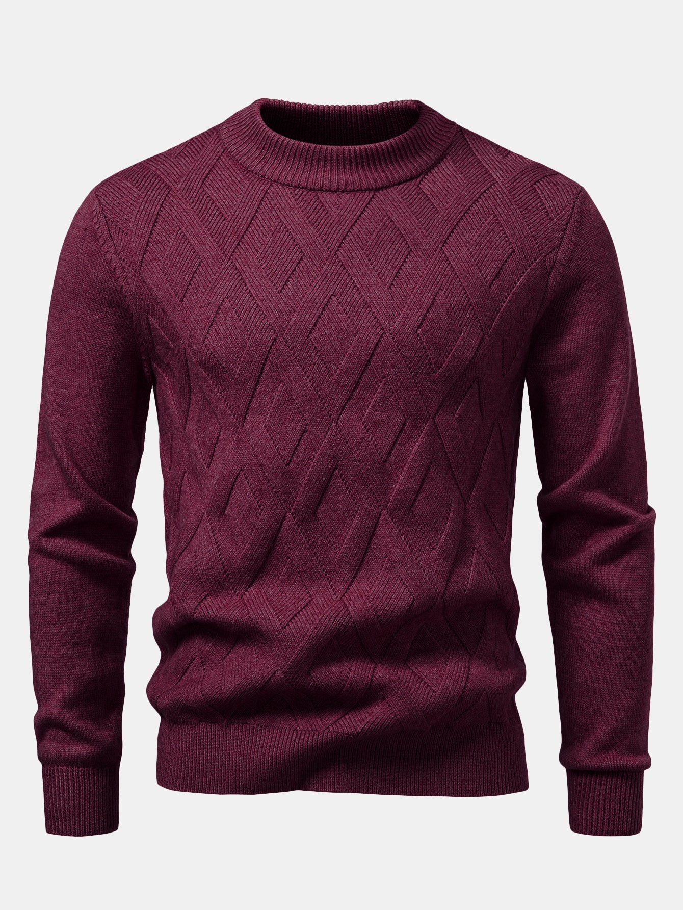 Heavyweight Geometric Jacquard Mock Neck Sweater