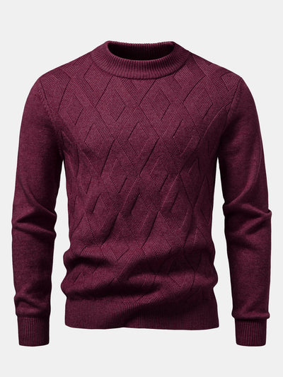 Heavyweight Geometric Jacquard Mock Neck Sweater