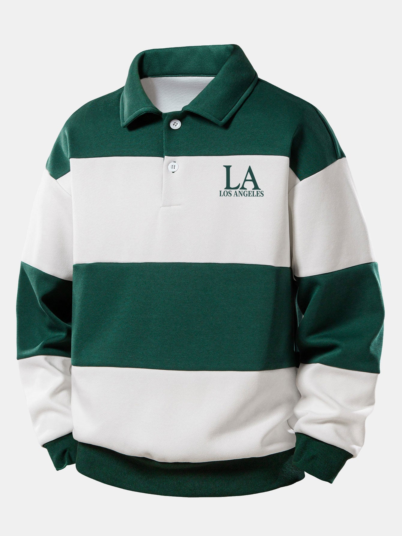 Relax Fit Los Angeles Print Color Block Polo Sweatshirt