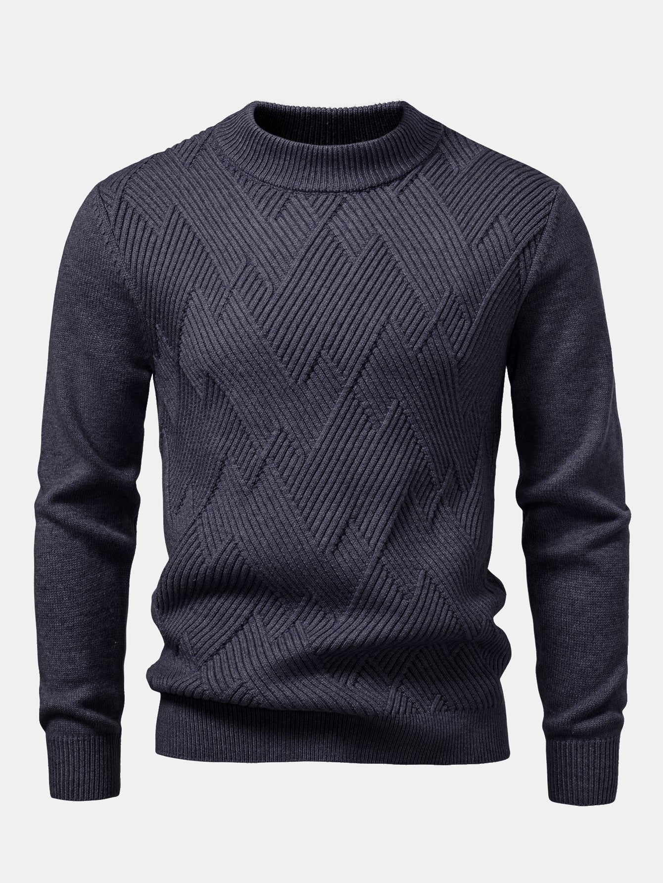 Heavyweight Stripe Mock Neck Knit Sweater