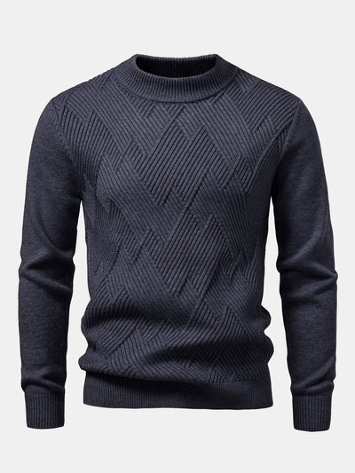 Heavyweight Stripe Mock Neck Knit Sweater