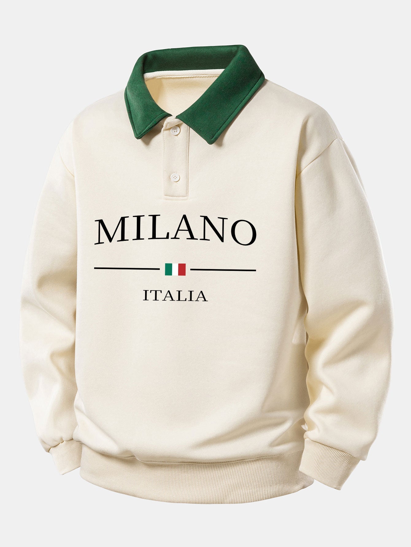 Relax Fit Milano Print Contrast Polo Sweatshirt
