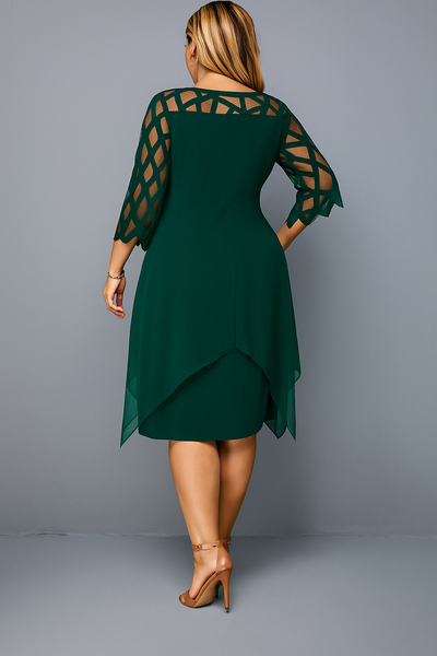 Evelyn™ | Elegant Lace Sleeve Tummy Covering Dress