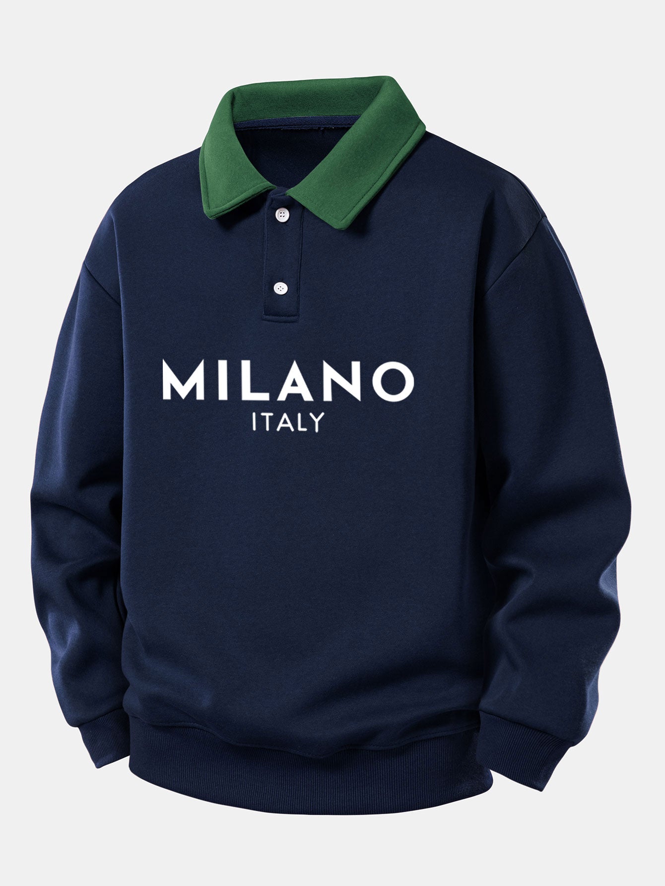 Relax Fit Milano Print Contrast Polo Sweatshirt