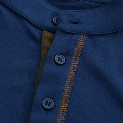 Elmor Men's Henley Collar Cotton Shirt