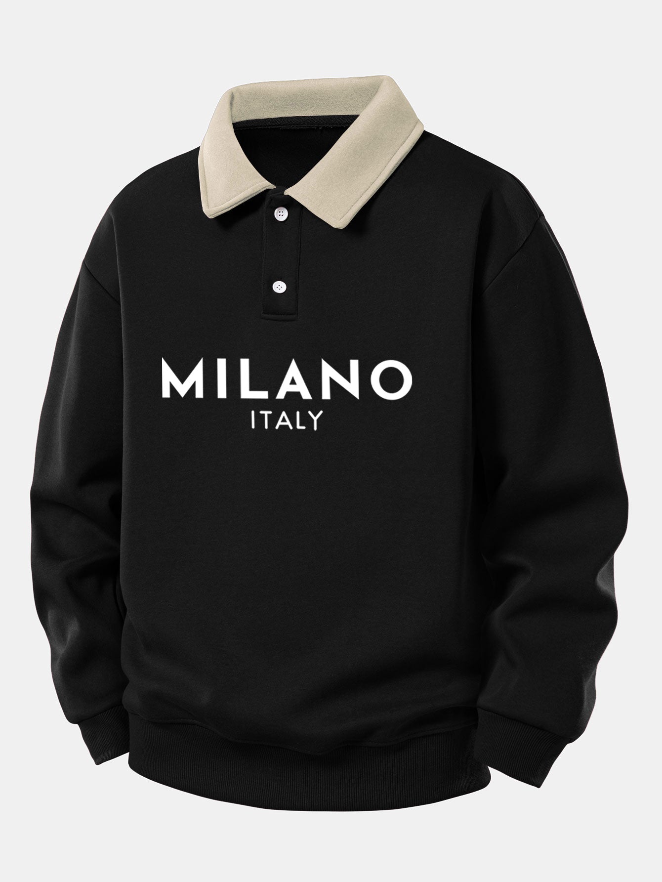 Relax Fit Milano Print Contrast Polo Sweatshirt