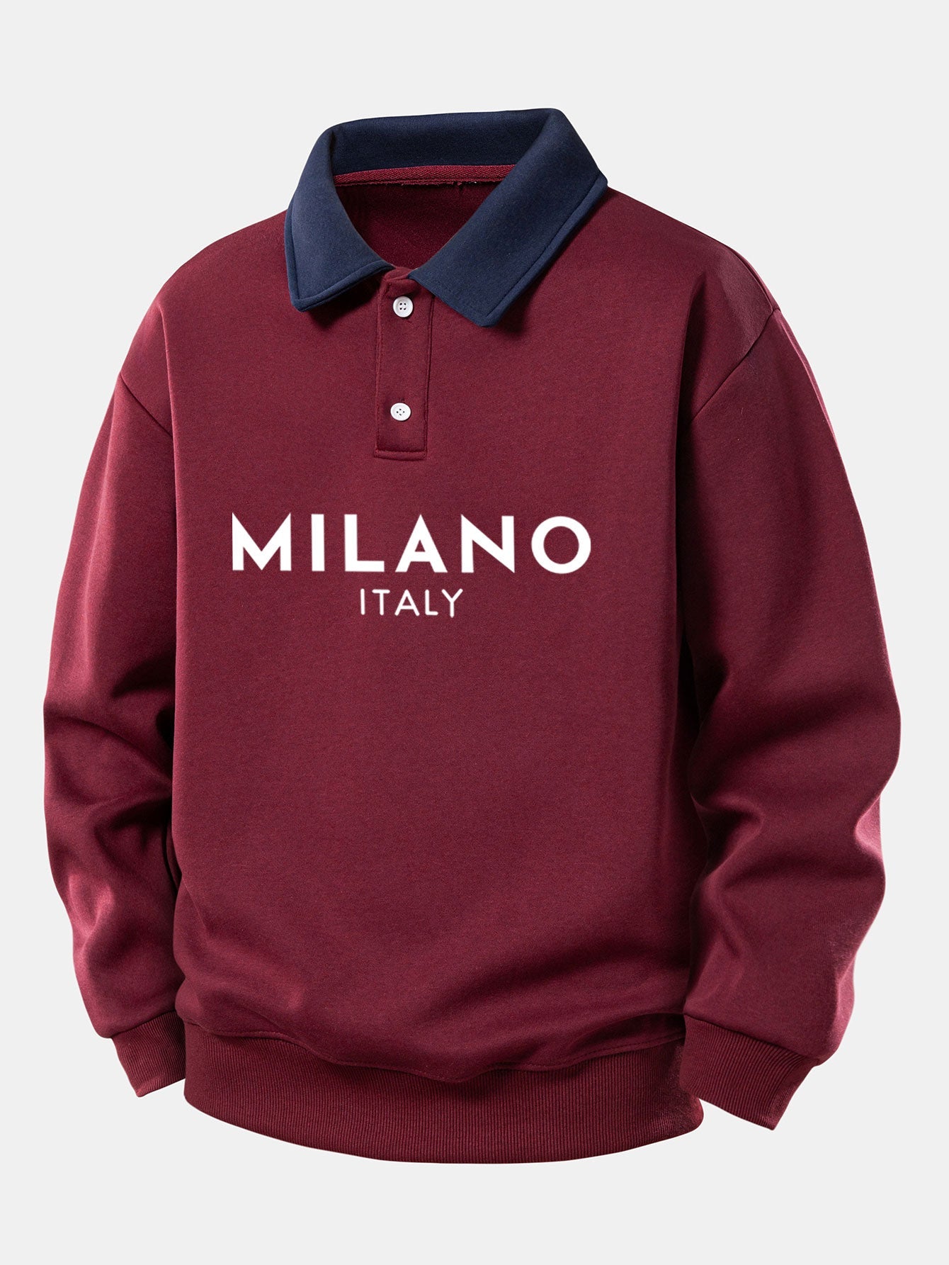 Relax Fit Milano Print Contrast Polo Sweatshirt