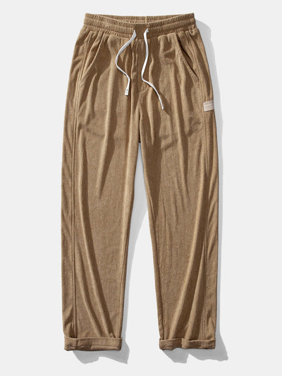 Relax Fit Contrast Corduroy Polo Collar Sweatshirt & Straight Leg Corduroy Pants