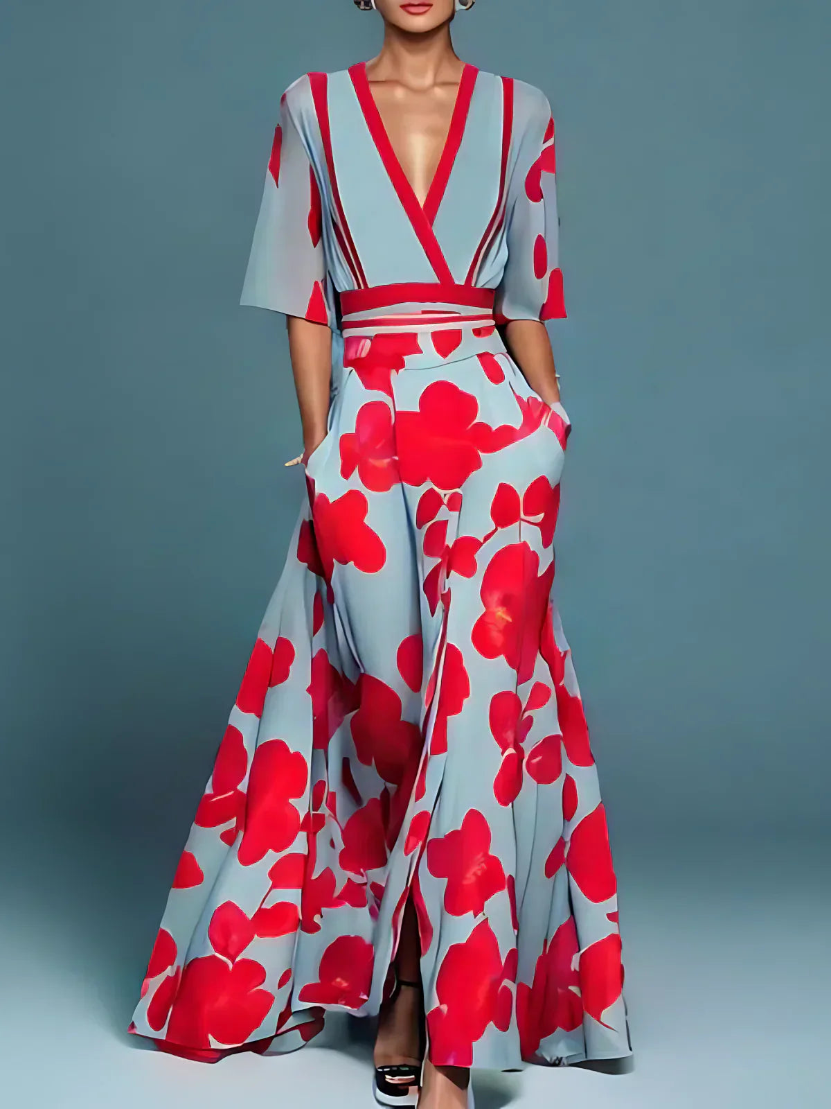 Tiara - V-Neck Floral Dress