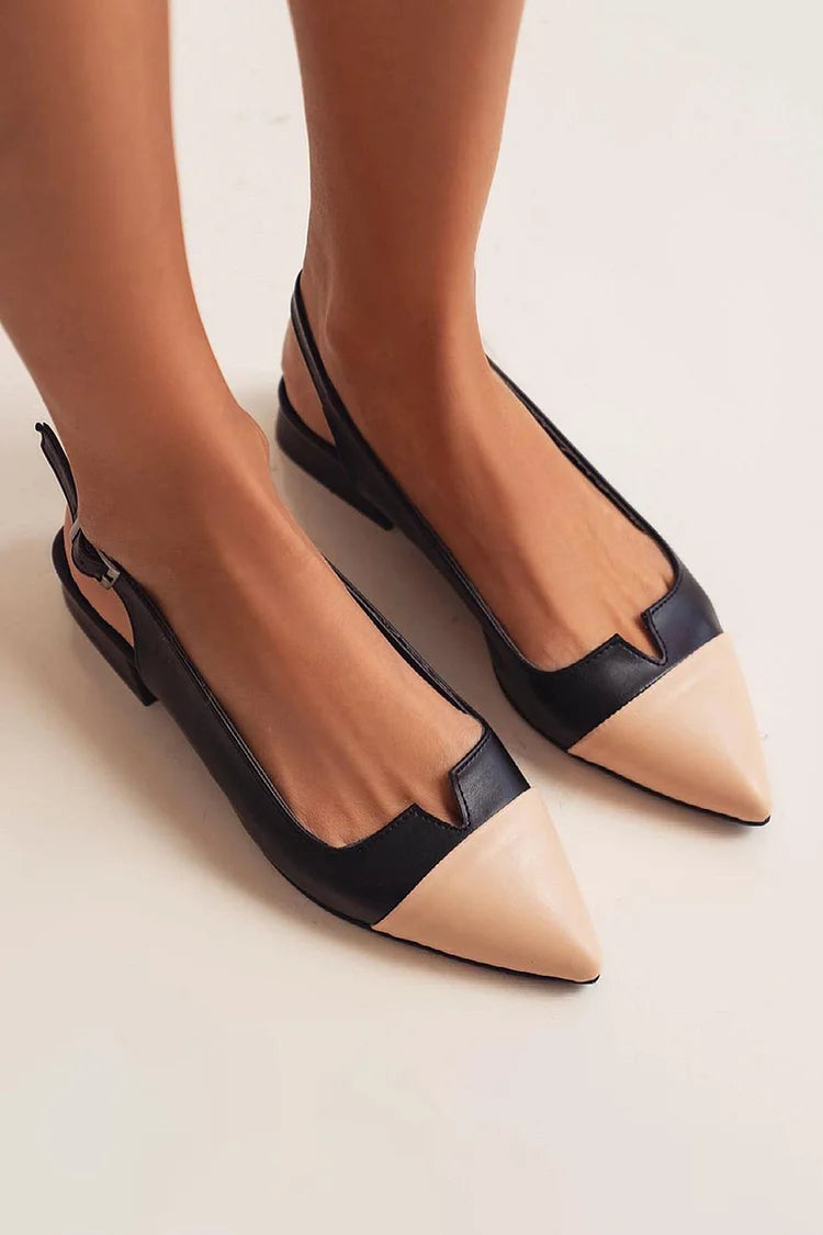 VITTORIA | Elegant ballet flats with pointed toe and bicolor details for a refined style