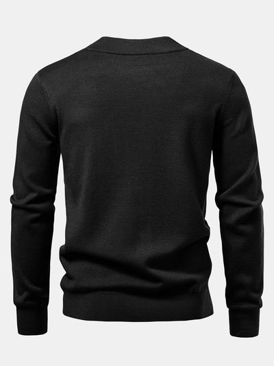 Geometric Jacquard Mock Neck Sweater