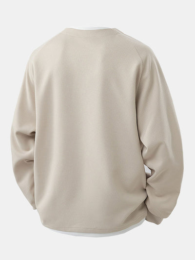 Raglan Sleeve 2 In 1 Waffle T-Shirt & Single Pleat Drawstring Straight Leg Pants