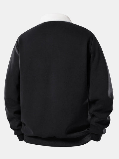 Contrast Polo Collar Sweatshirt