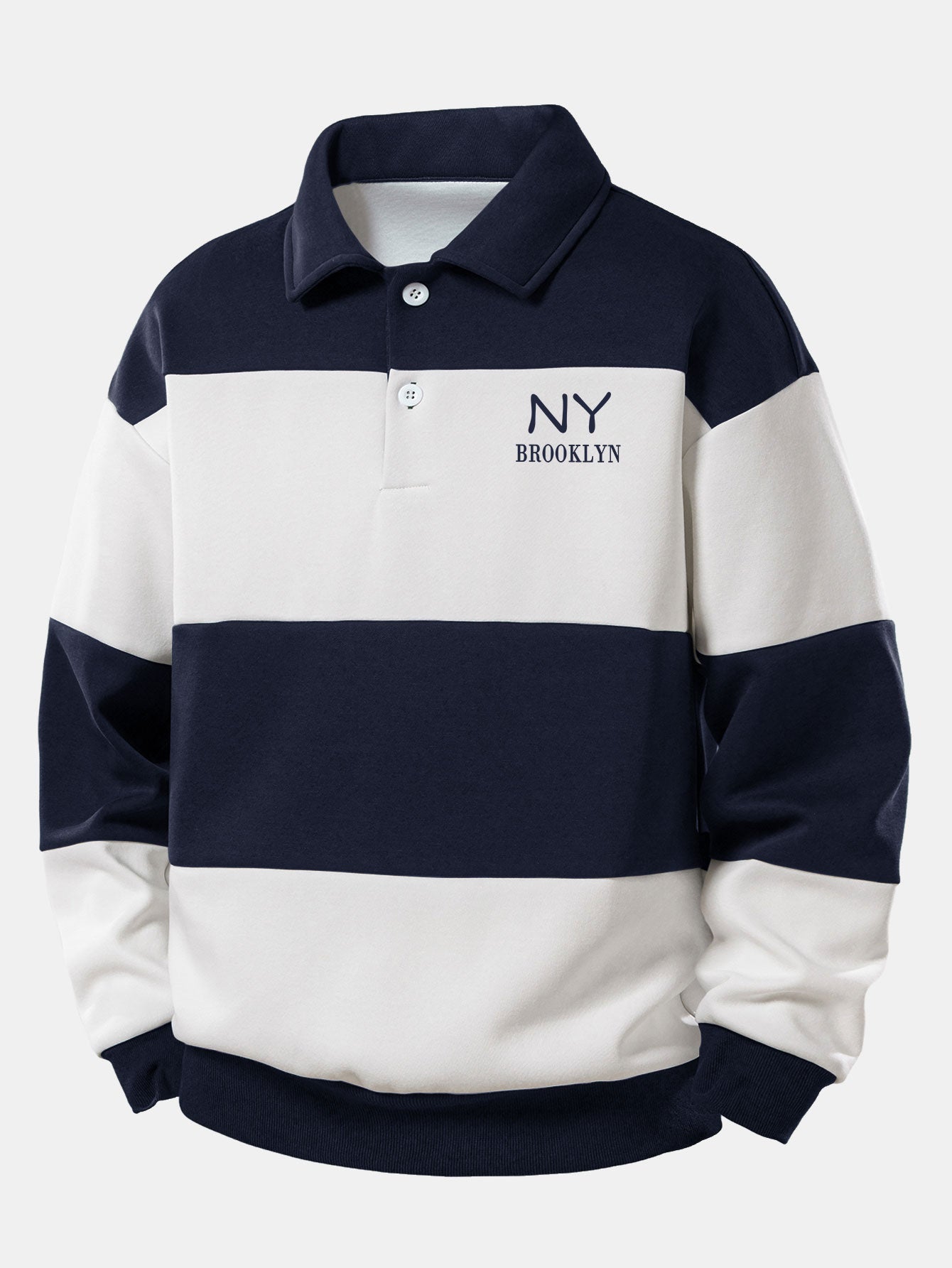 Relax Fit New York Print Color Block Polo Sweatshirt