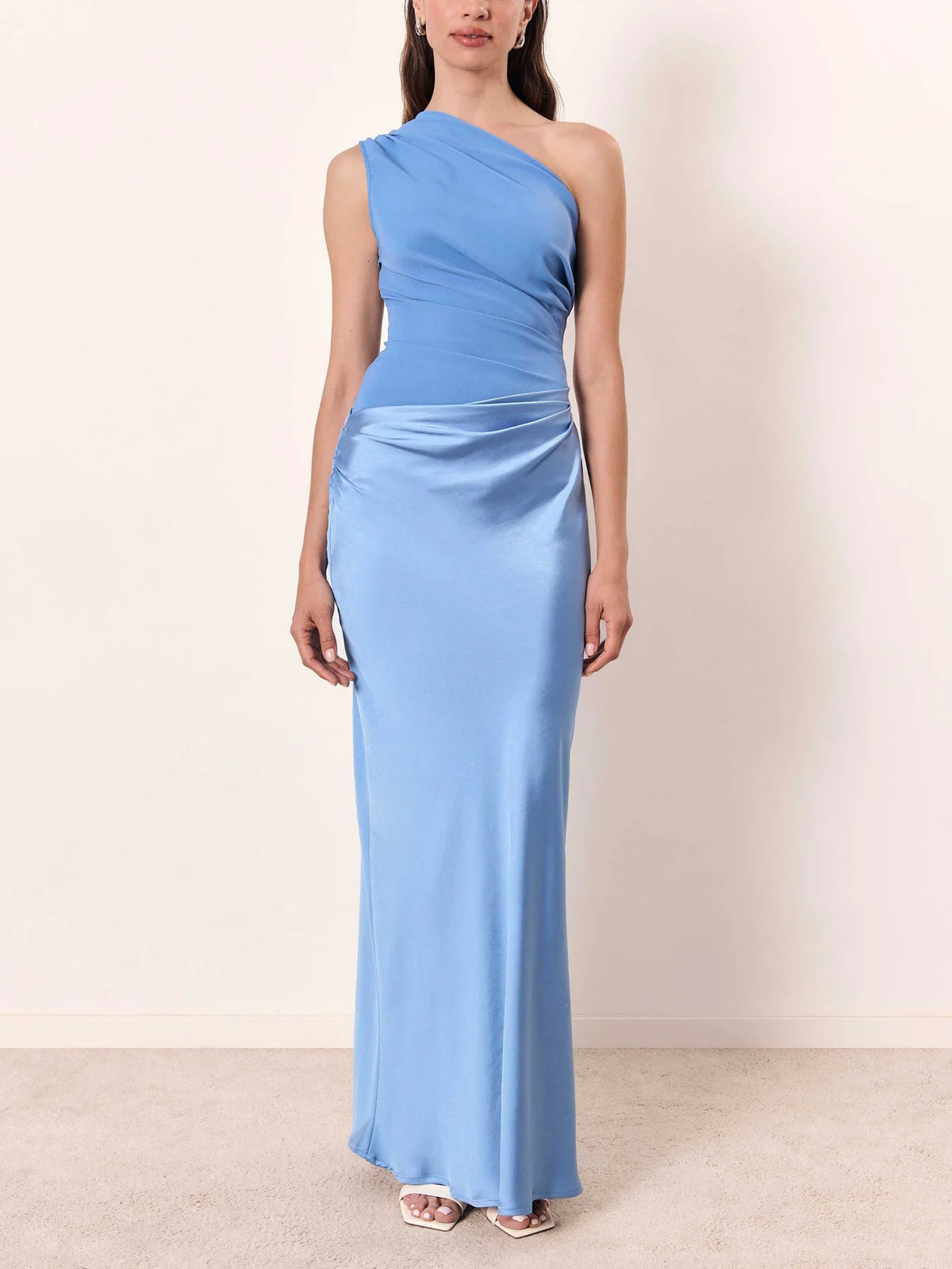Charlotte™ | Elegant One Shoulder Neck Pleated Maxi Dress