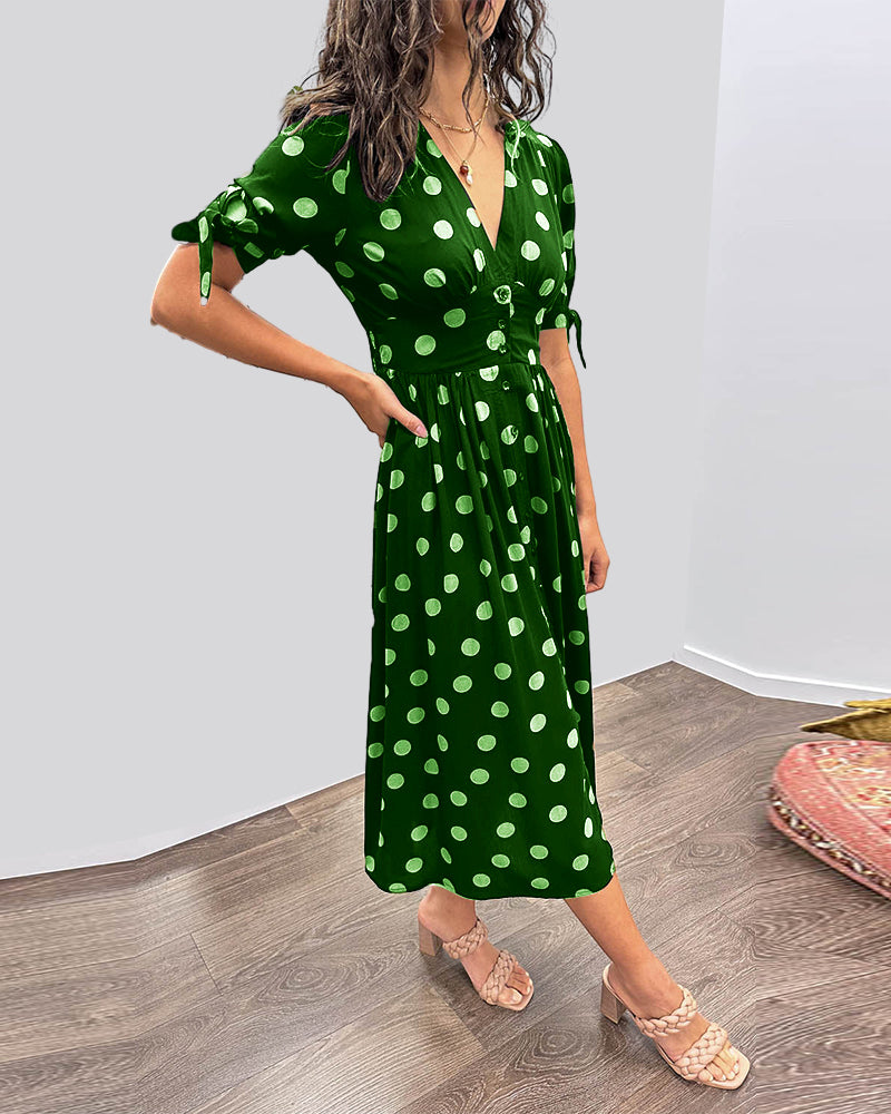Monique™ | Elegant Polka Dot Dress