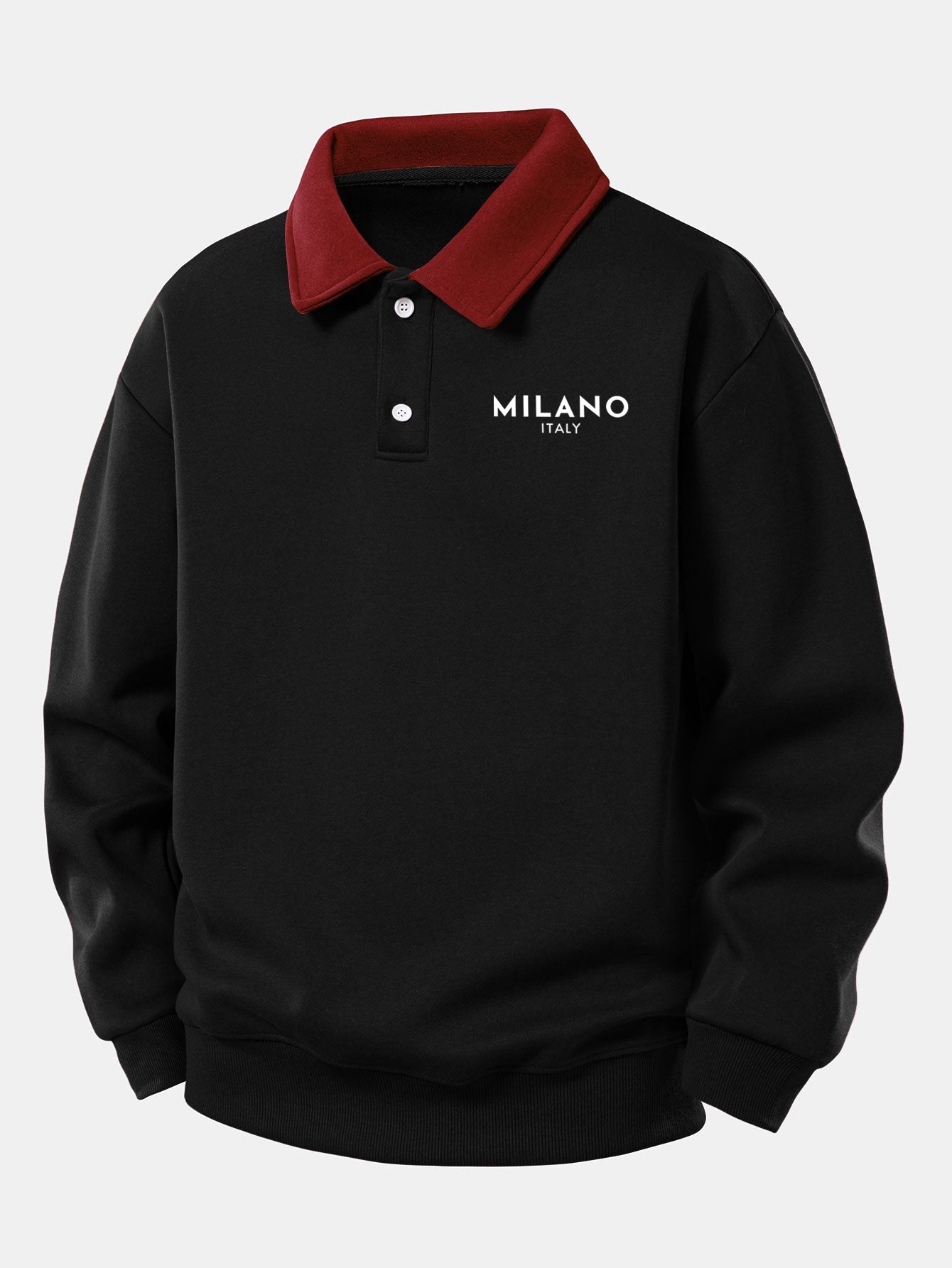 Relax Fit Milano Print Contrast Polo Sweatshirt