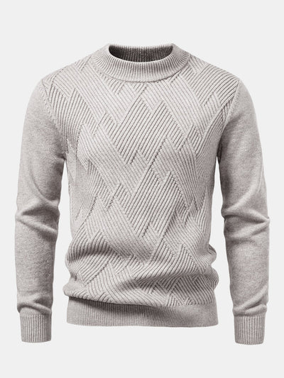 Heavyweight Stripe Mock Neck Knit Sweater