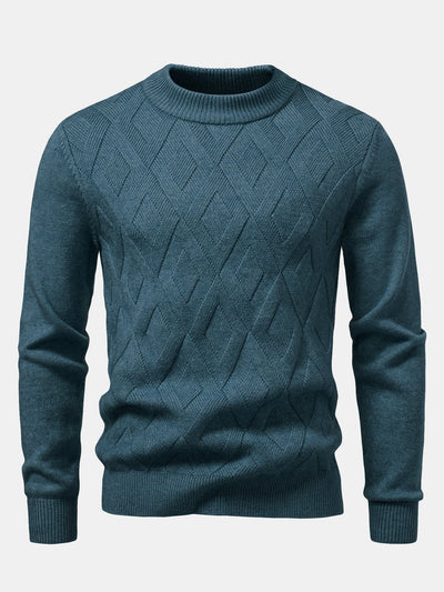 Heavyweight Geometric Jacquard Mock Neck Sweater
