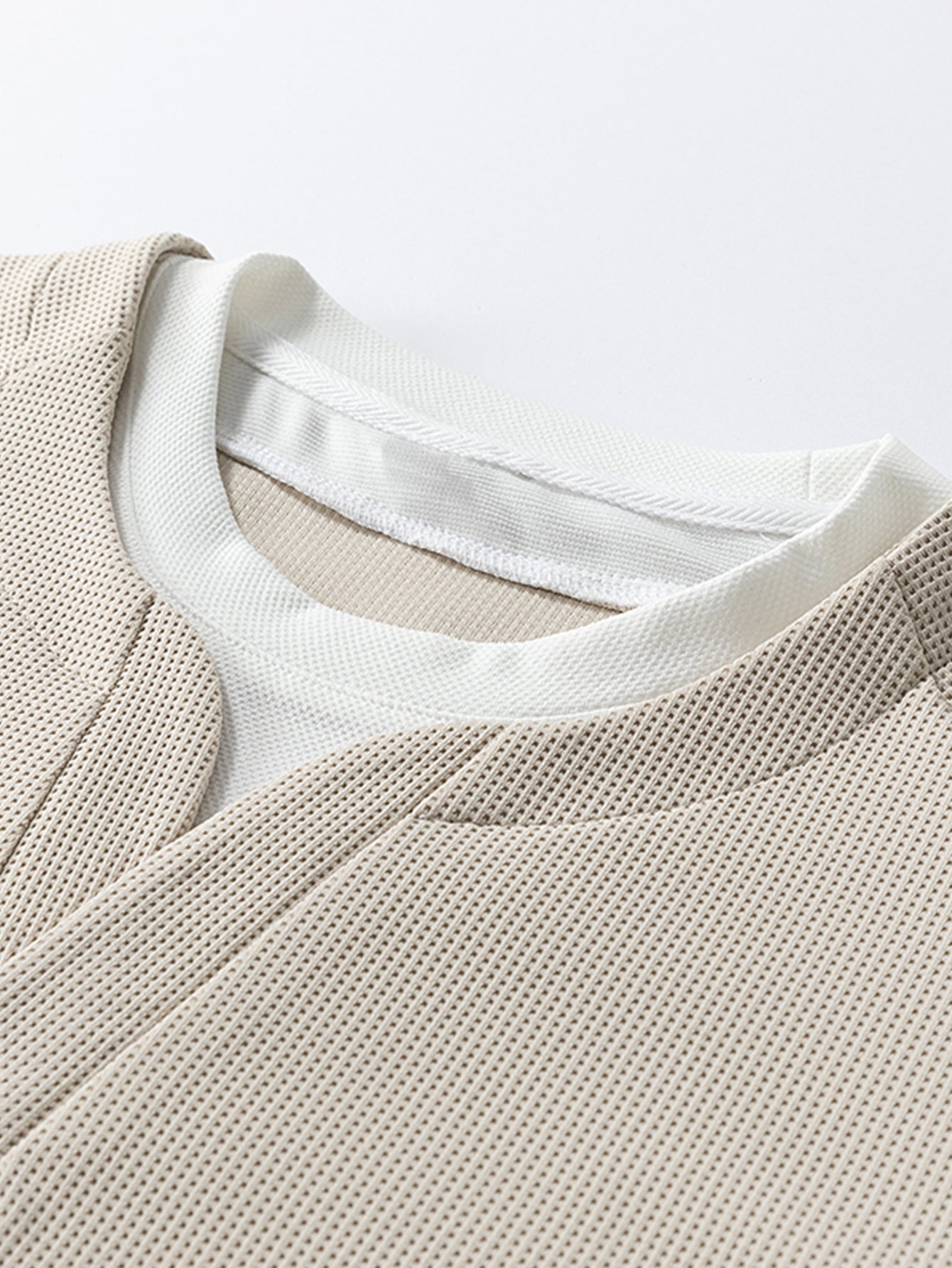 Raglan Sleeve 2 In 1 Waffle T-Shirt & Single Pleat Drawstring Straight Leg Pants