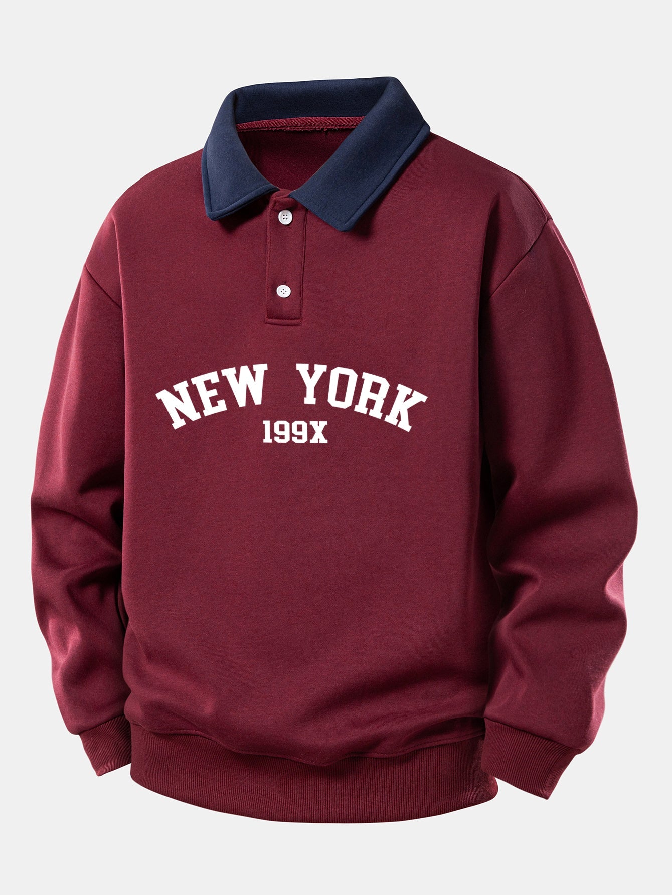 Relax Fit New York Print Contrast Polo Sweatshirt