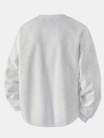 Relax Fit Waffle V Neck Sweatshirt
