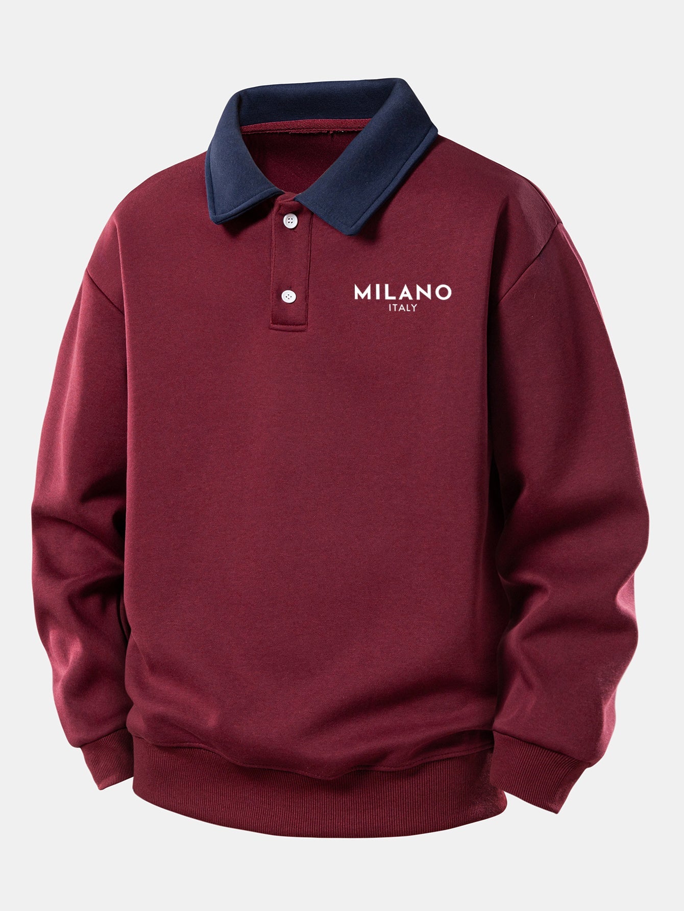 Relax Fit Milano Print Contrast Polo Sweatshirt