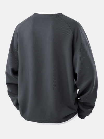 Raglan Sleeve 2 In 1 Waffle T-Shirt & Single Pleat Drawstring Straight Leg Pants