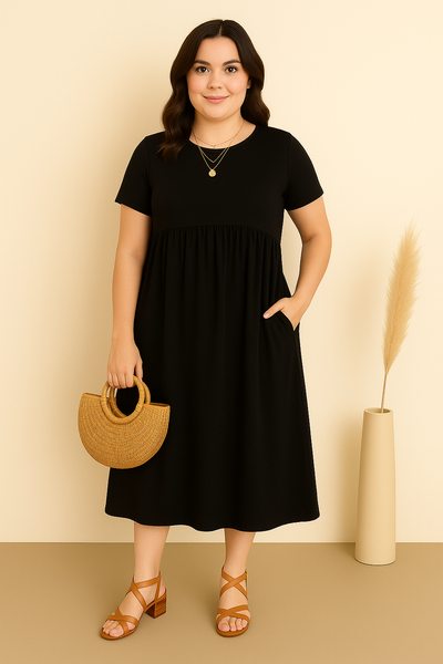 Luna™ | O Neck Tummy Covering Dress