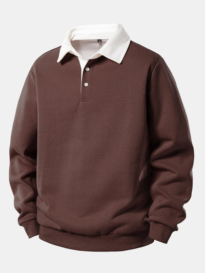 Contrast Polo Collar Sweatshirt