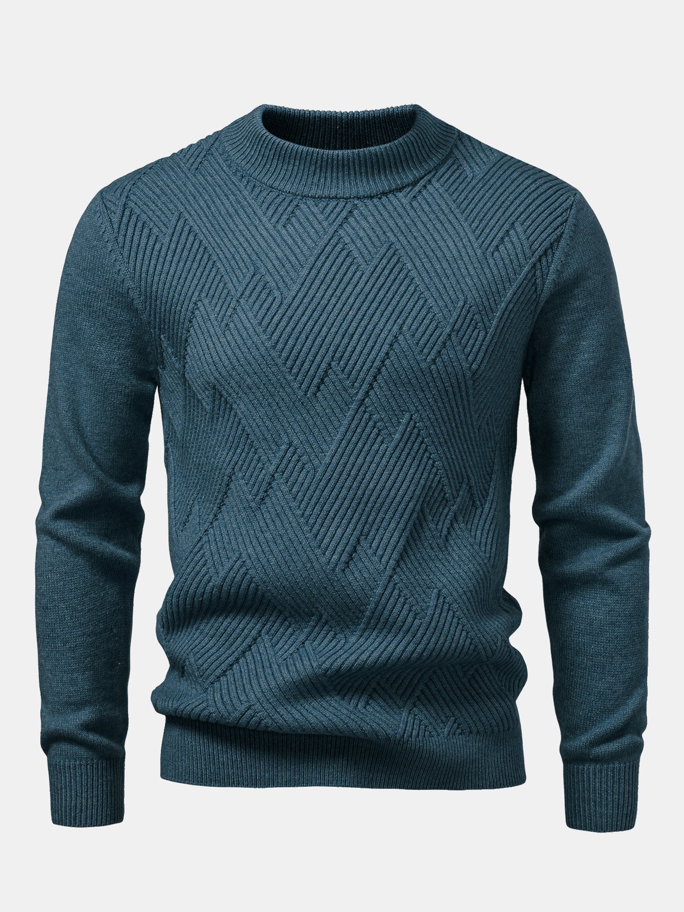 Heavyweight Stripe Mock Neck Knit Sweater