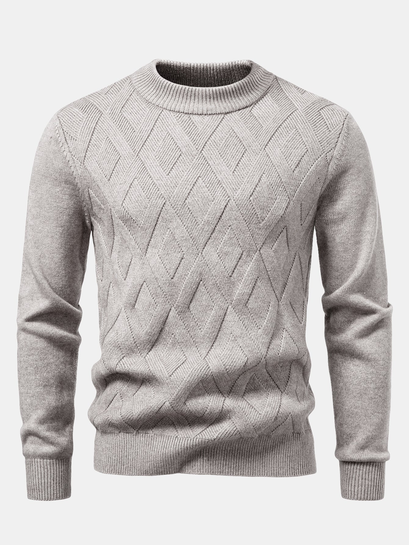 Heavyweight Geometric Jacquard Mock Neck Sweater