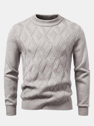 Heavyweight Geometric Jacquard Mock Neck Sweater