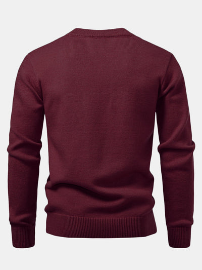 Heavyweight Geometric Jacquard V Neck Sweater