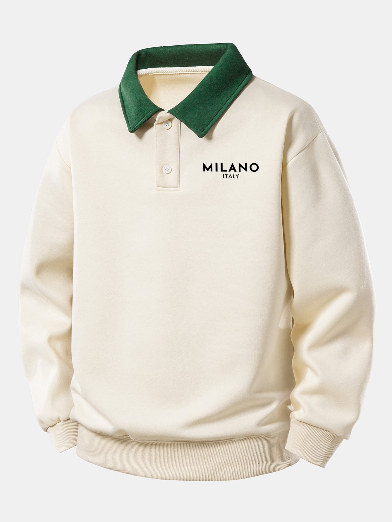 Relax Fit Milano Print Contrast Polo Sweatshirt