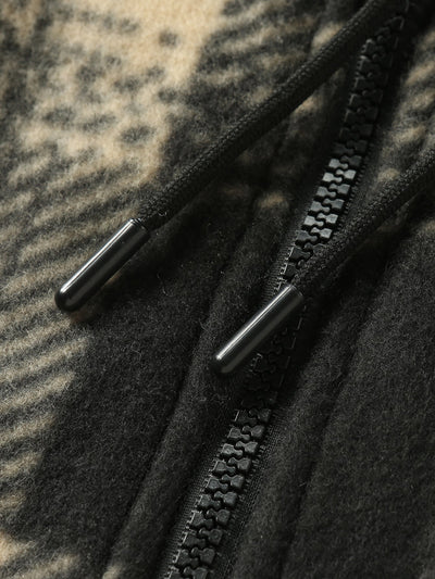 Teddy Lined Flannel Zip Hooded Coat