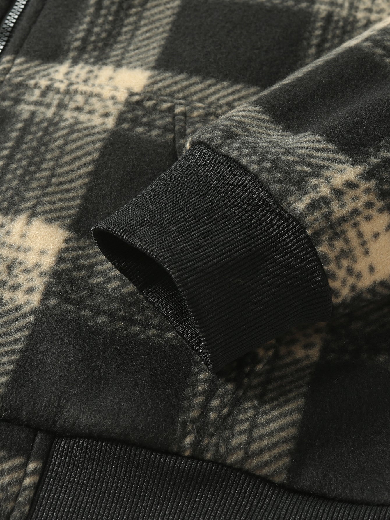 Teddy Lined Flannel Zip Hooded Coat
