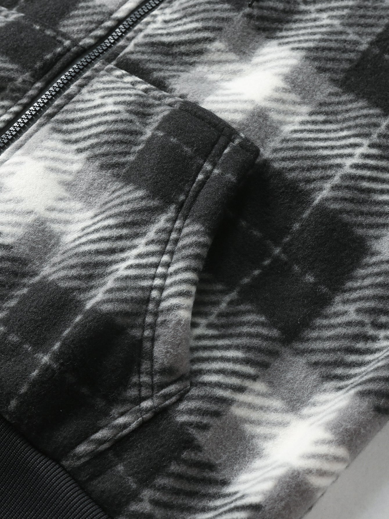 Teddy Lined Flannel Zip Hooded Coat